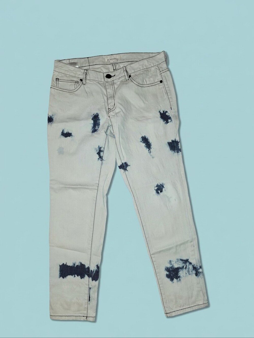 Women's BCBG Light Blue Tie-Dye Patch Cropped Jeans